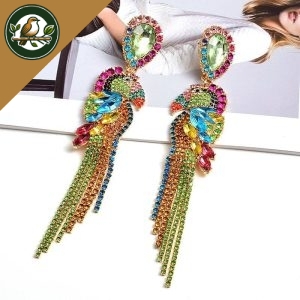 BOUCLES D’OREILLES OISEAUX - PERROQUET STRASS