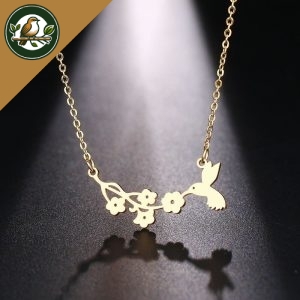 COLLIER COLIBRIS & FLEURS